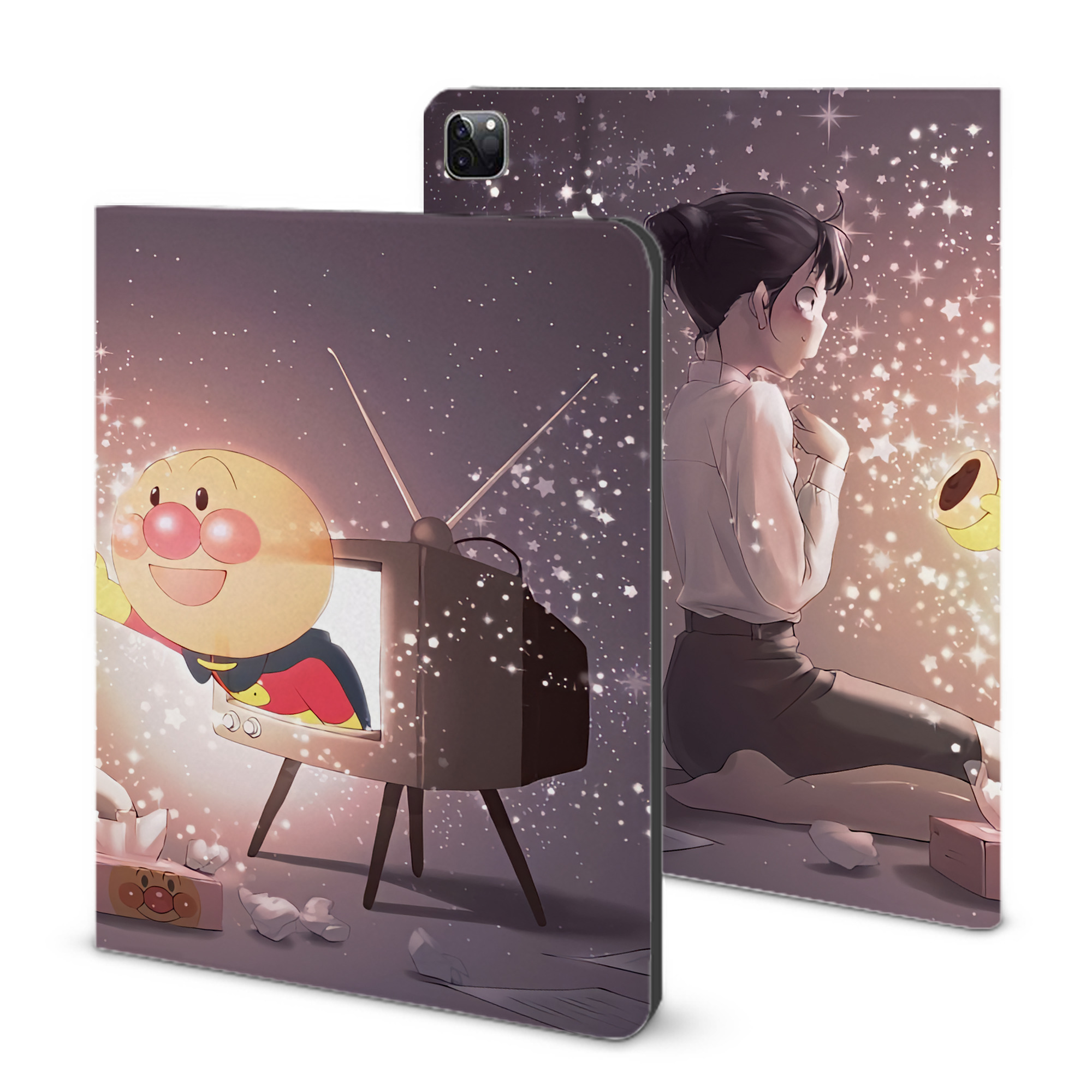 （画像用） アンパンマン Anpanman IPad ケース ブック型 PUレザー TPU 耐衝撃 軽量 薄型 ペン収納なし 全面保護 IPad 各モデル対応